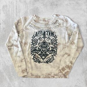 White Affliction Crewneck Sweatshirt Women's Size Small Grunge Y2K Double sided